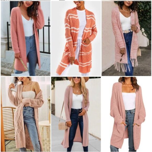 LOFT Petal Pink Knit Cardigan Chevron Detail Open Front Lightweight One Size - Picture 7 of 7